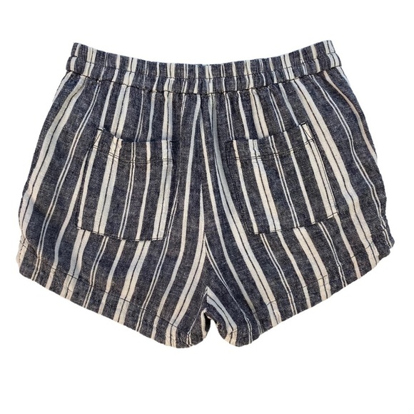 Splendid Linen Shorts Size Medium Pier Stripe Beachy Coastal High Rise Blue - Picture 4 of 11